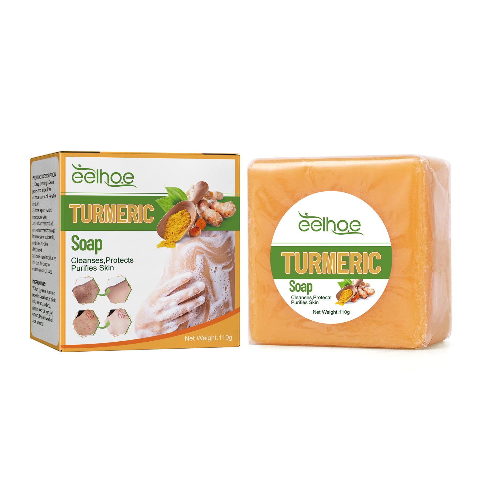 Turmeric Soap, Refreshing Tender Skin Lightening Dark Spot Acne Print Smooth Skin Body Cleansing Soap - Rituel Serein