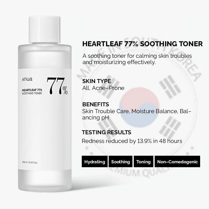 Korean Anua Heartleaf Toner | Heartleaf Acne Toner with Rice Extract | Calming Toner for Sensitive & Oily Skin | Lightweight Acne Control Toner | Daily Hydrating Facial Toner | Toner for Redness & Blemishes | Skin Soothing Korean Toner | Gentle Brightening Toner for Acne-Prone Skin


