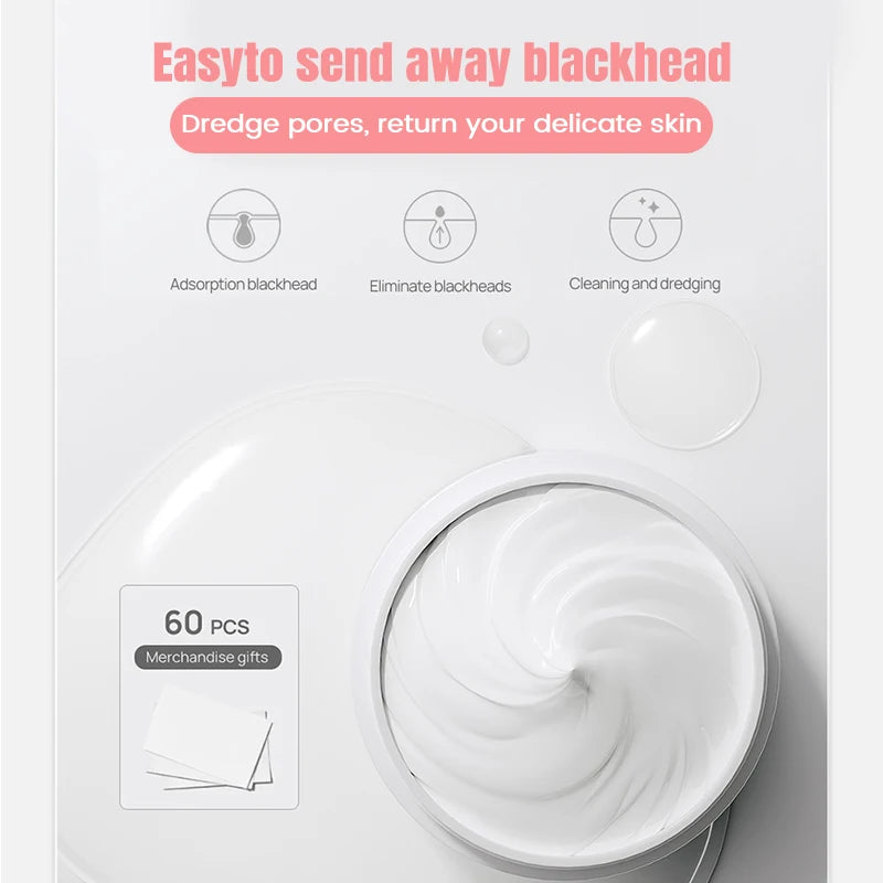 LANBENA Blackhead Remover Peel Off Mask packaging featuring instructions and 60 pieces for clearer skin.