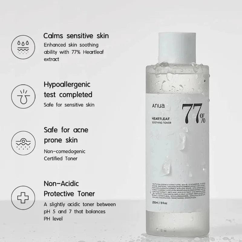 Korean Anua Heartleaf Toner | Heartleaf Acne Toner with Rice Extract | Calming Toner for Sensitive & Oily Skin | Lightweight Acne Control Toner | Daily Hydrating Facial Toner | Toner for Redness & Blemishes | Skin Soothing Korean Toner | Gentle Brightening Toner for Acne-Prone Skin

