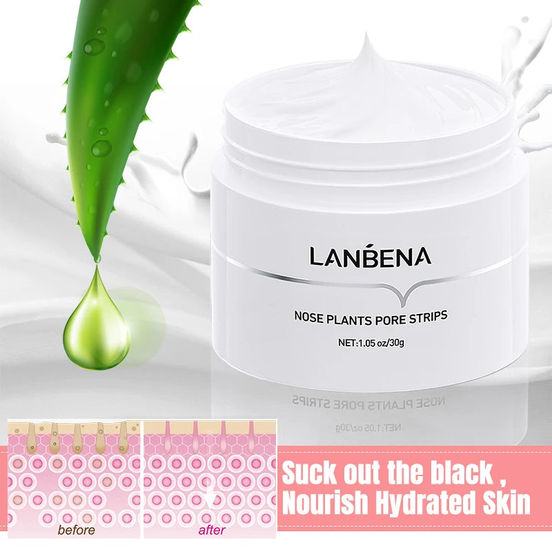 LANBENA Aloe Vera Blackhead Remover | Salicylic Acid Nose Strips | Deep Cleansing Pore Strips | Oil Control Peel Off Mask | Amazonian White Clay Face Mask | 60pcs Blackhead Removal Strips | Hydrating Nose Pore Cleanser​
