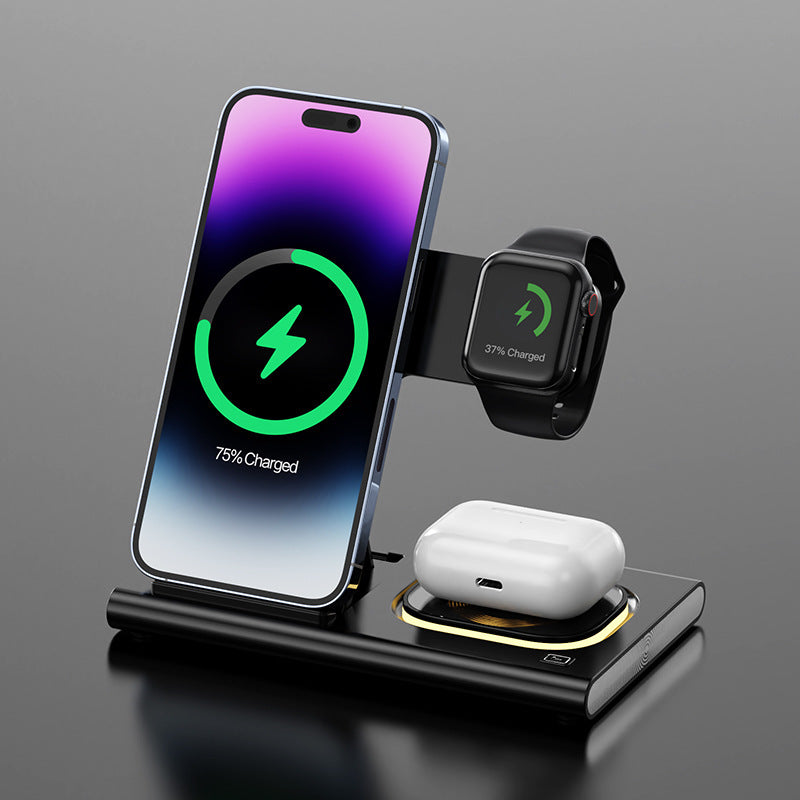 3 IN 1 15W Wireless Charging Charger Magnetic Desktop Night Light Iwatch Fast Charging Stand Gift Customization eprolo