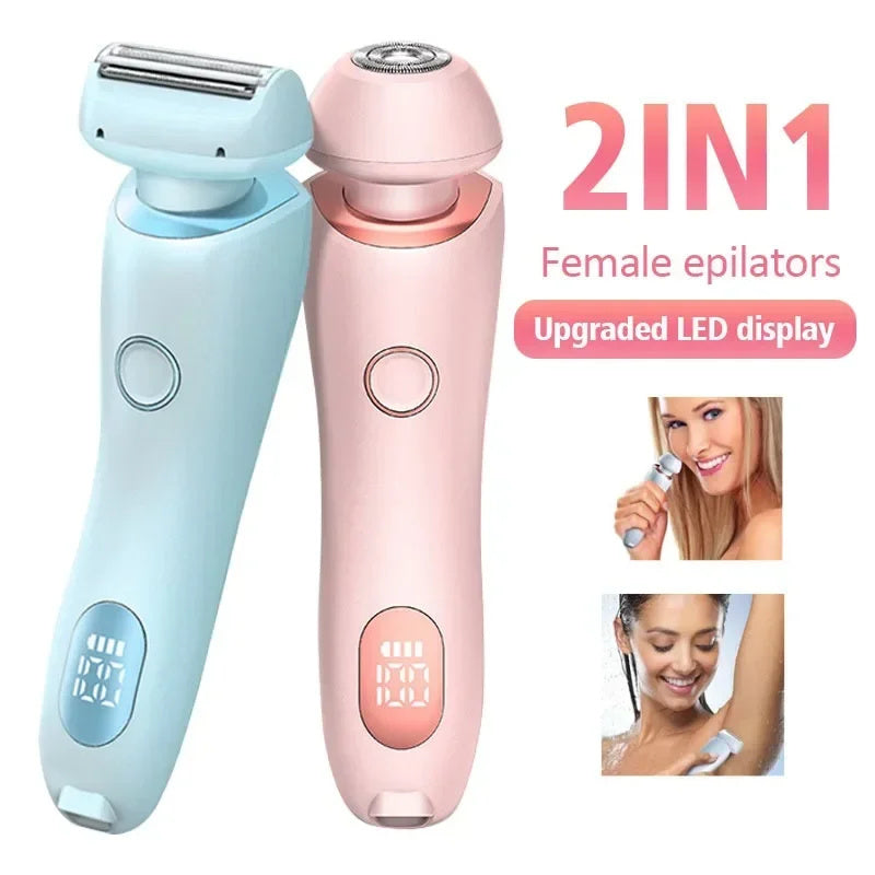 2 In 1 Hair Removal Epilator USB Rechargeable Trimmer Women Body Razor Face Leg Armpit Bikini Hand Pubic Shaver Hair Remover - Rituel Serein