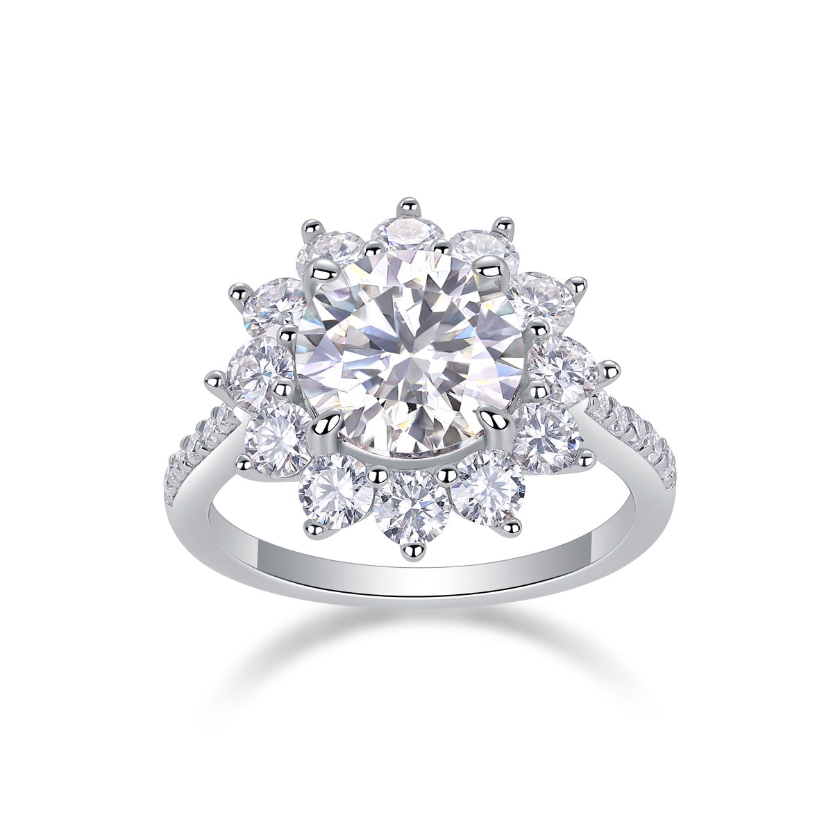 Sunflower - A Wedding Ring Set With Top-quality 3-carat Moissanite S925 Silver And Platinum-plated Diamond. The Ring Can Be Inspected With A Diamond Pen eprolo