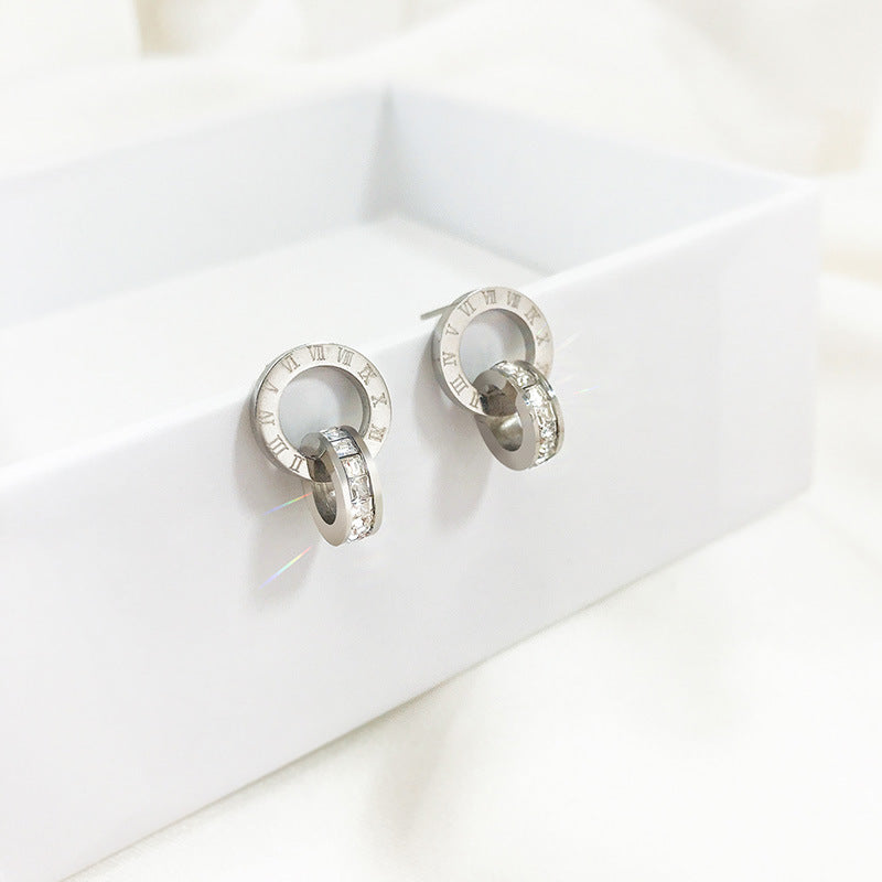 Rome Double Ring Necklace Women Titanium Steel High-end Sense Does Not Fade eprolo