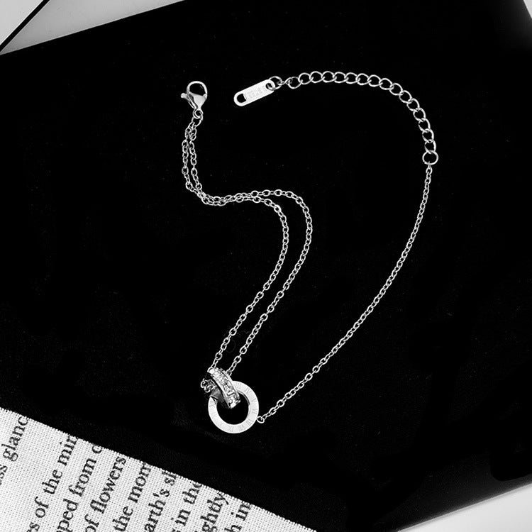 Rome Double Ring Necklace Women Titanium Steel High-end Sense Does Not Fade eprolo