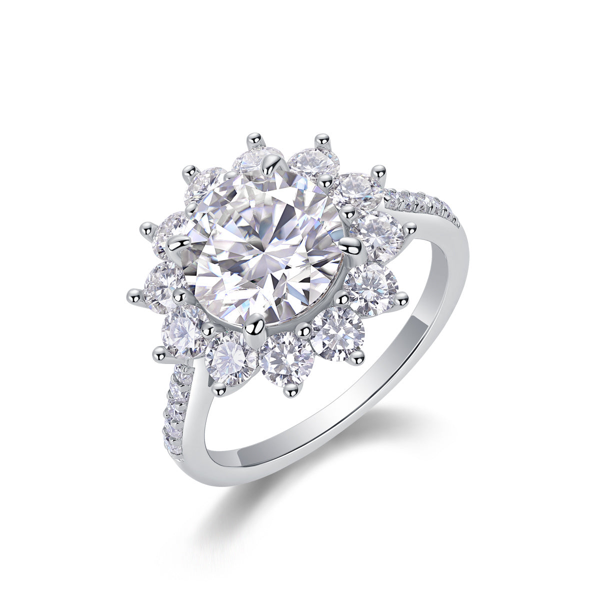 Sunflower - A Wedding Ring Set With Top-quality 3-carat Moissanite S925 Silver And Platinum-plated Diamond. The Ring Can Be Inspected With A Diamond Pen eprolo