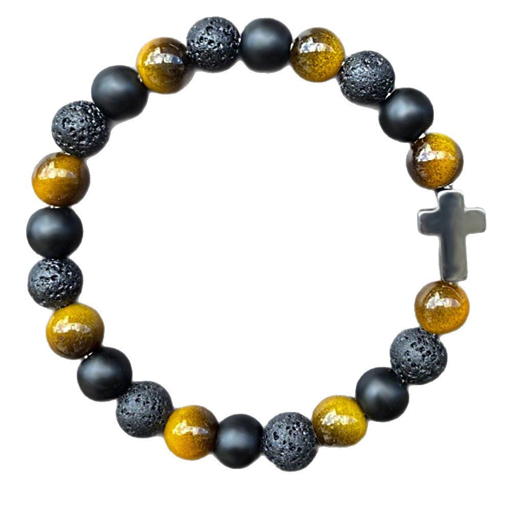 Cross Natural Stone Bracelet For Men eprolo