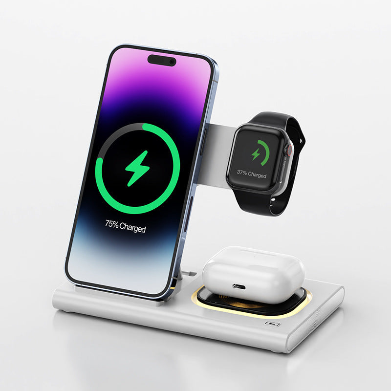 3 IN 1 15W Wireless Charging Charger Magnetic Desktop Night Light Iwatch Fast Charging Stand Gift Customization eprolo