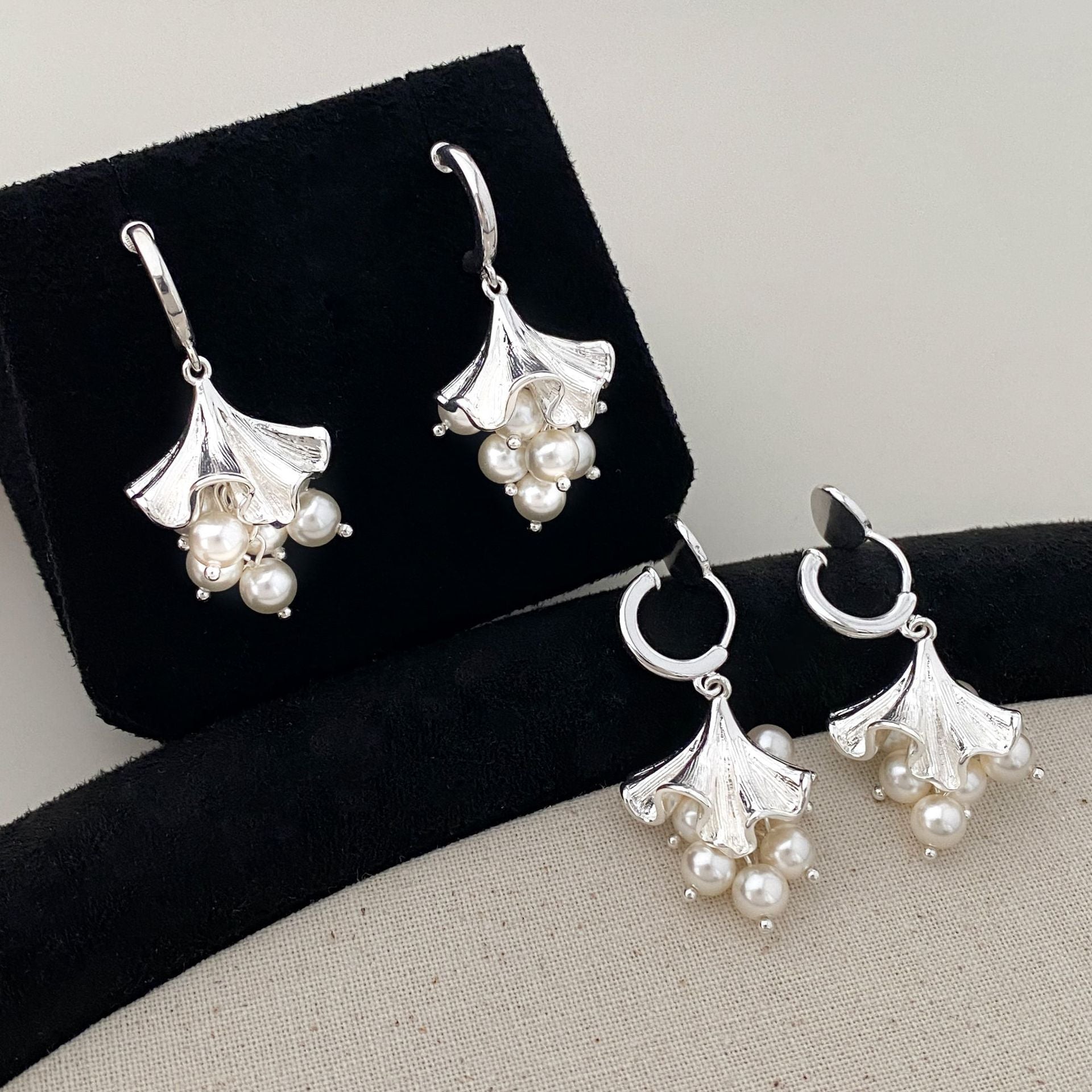 Pearl String Pendant Small Flower Clip-on Earrings eprolo