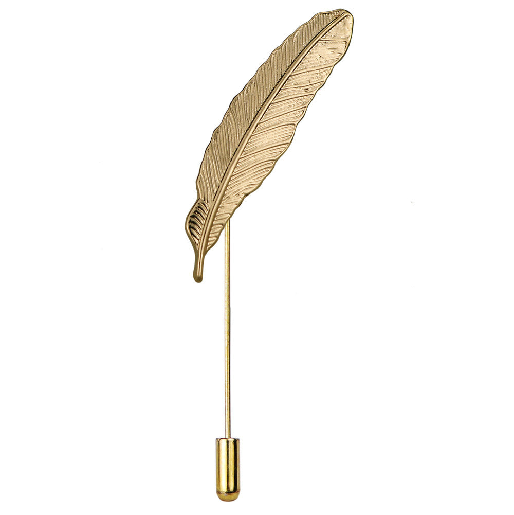 Men's Feather Brooch Academic Style Boutonniere Suit Leaf eprolo