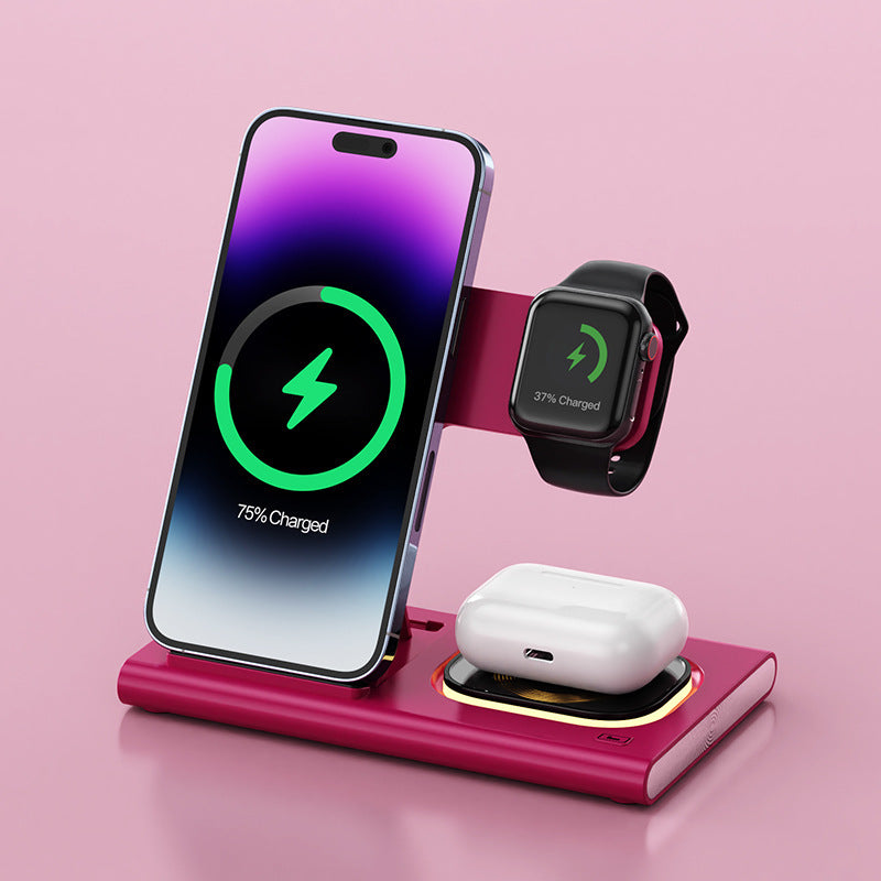 3 IN 1 15W Wireless Charging Charger Magnetic Desktop Night Light Iwatch Fast Charging Stand Gift Customization eprolo