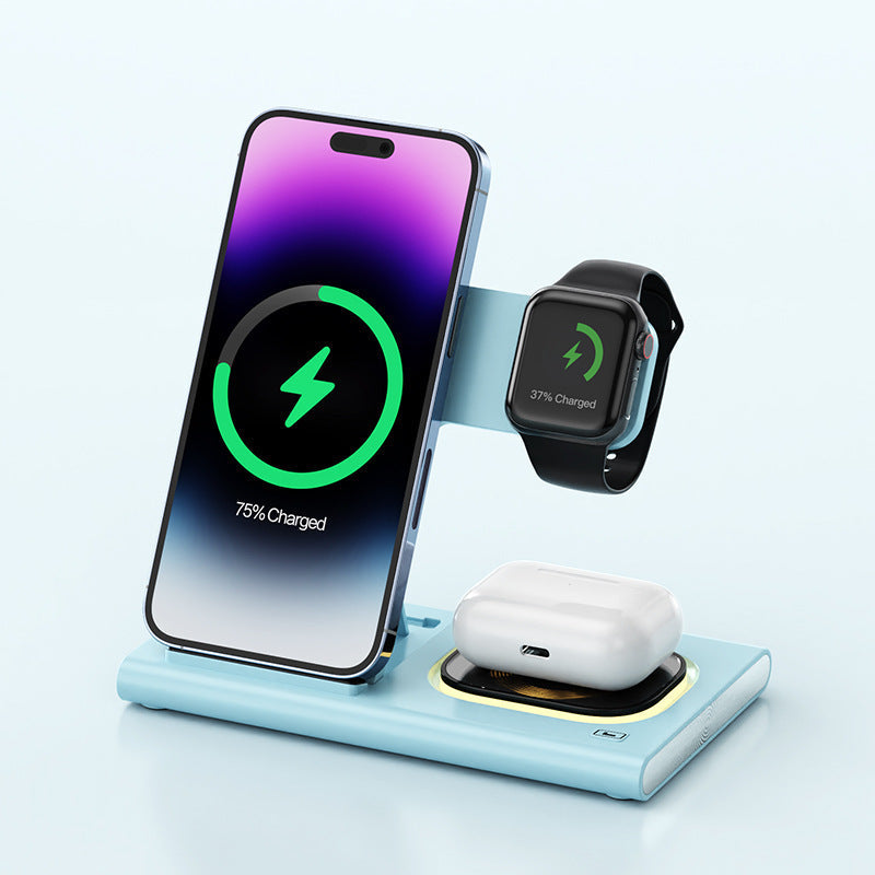 3 IN 1 15W Wireless Charging Charger Magnetic Desktop Night Light Iwatch Fast Charging Stand Gift Customization eprolo